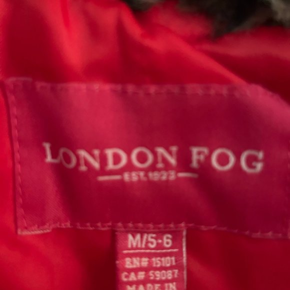 London Fog Girls Red and Faux Leopard Fur Coat. Size 5/6 - Picture 5 of 6